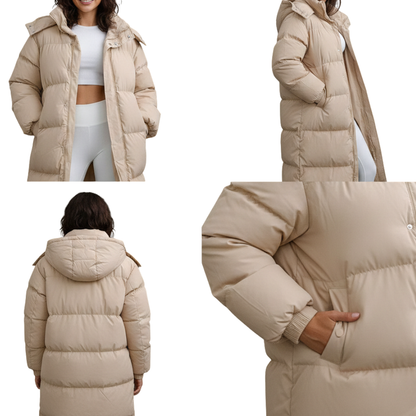 Kurtka damska długa sylwetka sięgająca poniżej bioder