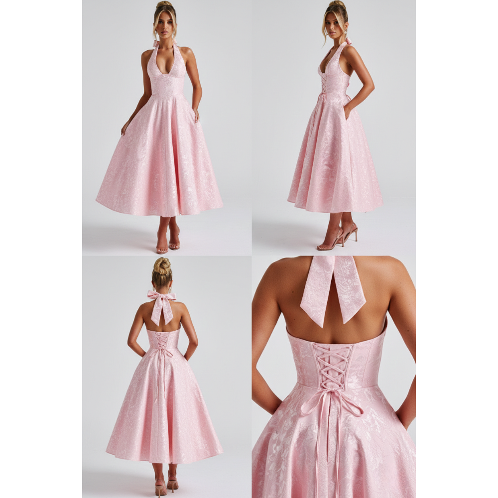 Sukienka damska bez rękawów konstrukcja halter