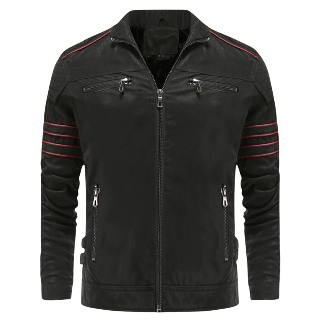 Kurtka męska dopasowany krój stójka kieszenie na zamek paski