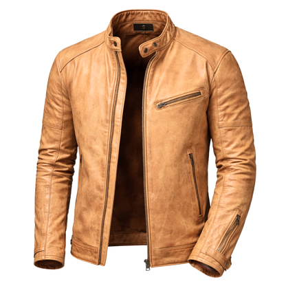 Kurtka męska krój slim styl motocyklowy kołnierz napy kieszenie