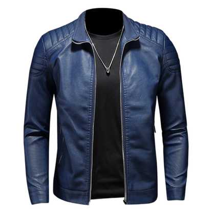 Kurtka motocyklowa męska dopasowany krój pikowane ramiona kołnierz