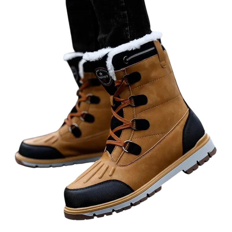 Buty Zimowe Męskie Antypoślizgowe Podeszwy Z Ociepleniem Sznurowane