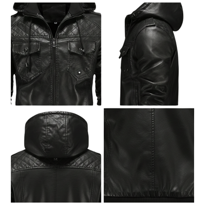 Kurtka bomber męska kaptur zapinana na zamek pikowane ramiona