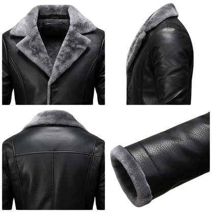 Płaszcz zimowy męski długa długość prosty krój z ociepleniem