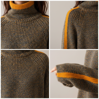 Sweter zimowy damski luźny krój całościowy