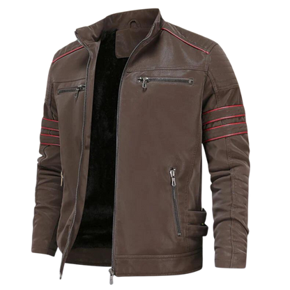 Kurtka męska dopasowany krój stójka kieszenie na zamek paski