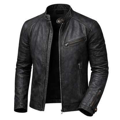 Kurtka męska krój slim styl motocyklowy kołnierz napy kieszenie