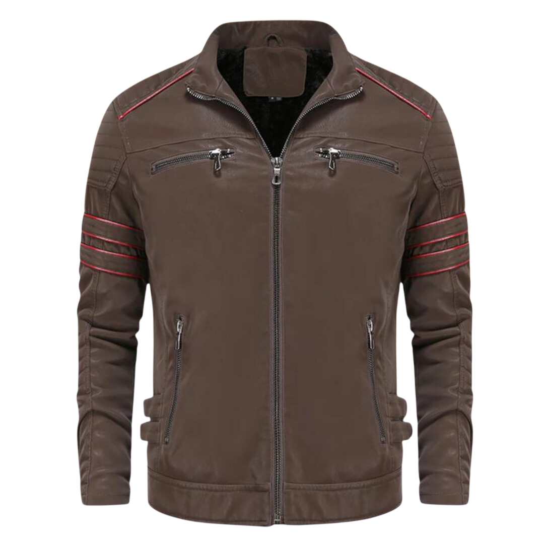 Kurtka męska dopasowany krój stójka kieszenie na zamek paski