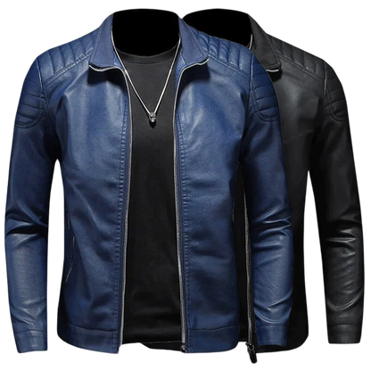 Kurtka motocyklowa męska dopasowany krój pikowane ramiona kołnierz