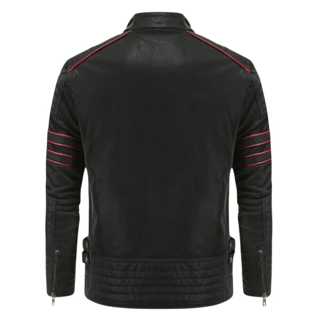 Kurtka męska dopasowany krój stójka kieszenie na zamek paski