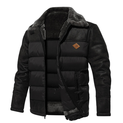 Kurtka męska softshell pikowana zimowa luźny krój podszewka