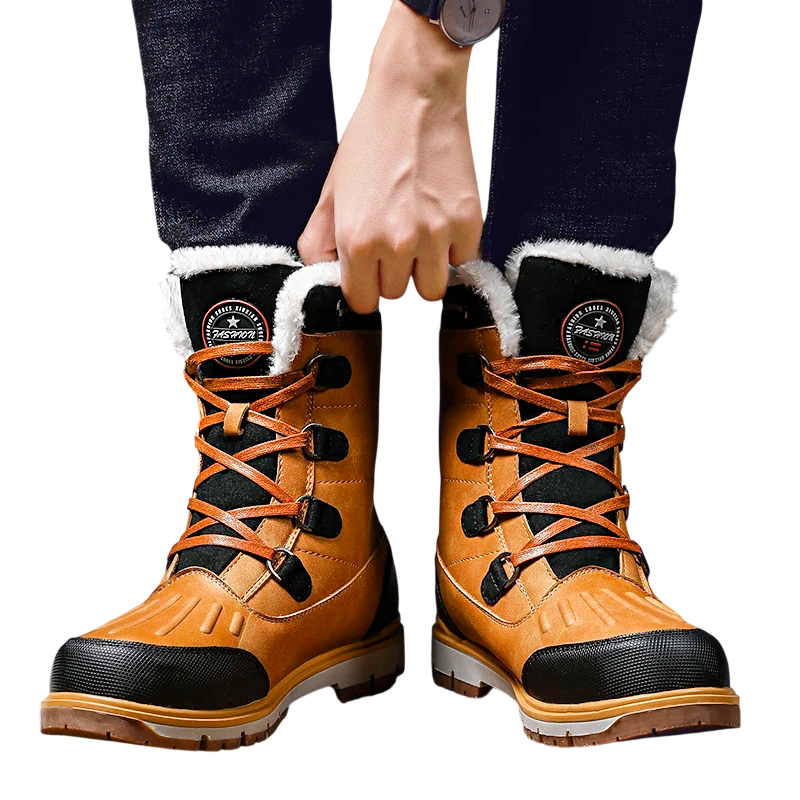 Buty Zimowe Męskie Antypoślizgowe Podeszwy Z Ociepleniem Sznurowane