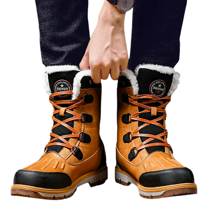 Buty Zimowe Męskie Antypoślizgowe Podeszwy Z Ociepleniem Sznurowane