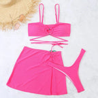 Bikini damskie trzyczęściowe z regulowanymi paskami i ozdobnym pierścieniem w kształcie serca - Arkadya Outlet - Women Swimwear