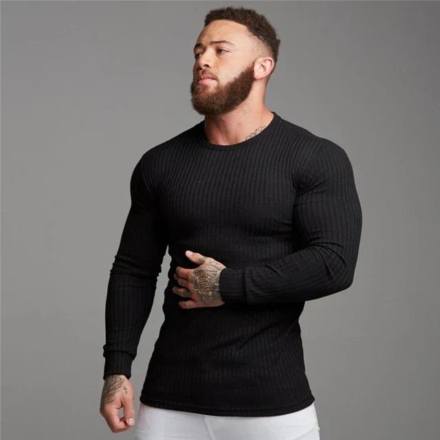 Bluza Męska | Dopasowany Krój z Okrągłym Dekoltem i Długim Rękawem - Arkadya Outlet - Sweaters