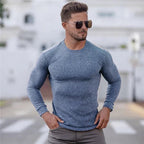 Bluza Męska | Dopasowany Krój z Okrągłym Dekoltem i Długim Rękawem - Arkadya Outlet - Sweaters