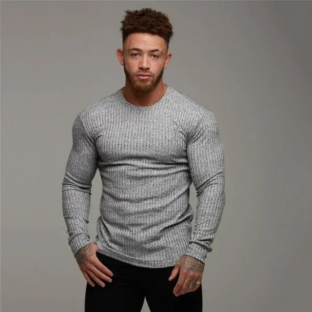 Bluza Męska | Dopasowany Krój z Okrągłym Dekoltem i Długim Rękawem - Arkadya Outlet - Sweaters