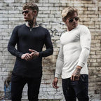 Bluza Męska | Dopasowany Krój z Okrągłym Dekoltem i Długim Rękawem - Arkadya Outlet - Sweaters