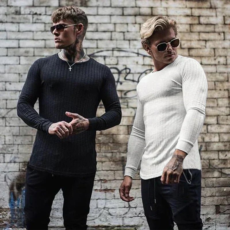 Bluza Męska | Dopasowany Krój z Okrągłym Dekoltem i Długim Rękawem - Arkadya Outlet - Sweaters