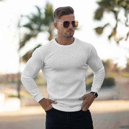 Bluza Męska | Dopasowany Krój z Okrągłym Dekoltem i Długim Rękawem - Arkadya Outlet - Sweaters
