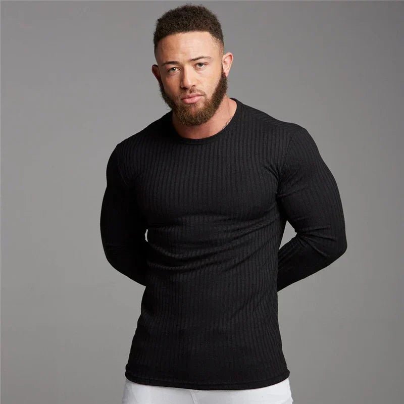 Bluza Męska | Dopasowany Krój z Okrągłym Dekoltem i Długim Rękawem - Arkadya Outlet - Sweaters
