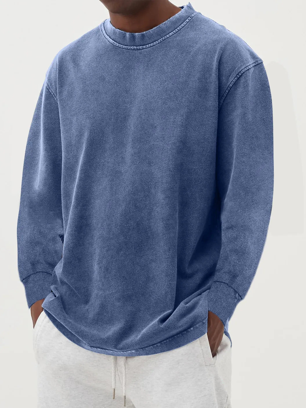 Bluza Męska | Luźny krój z okrągłym dekoltem i ściągaczami - Arkadya Outlet - Sweaters