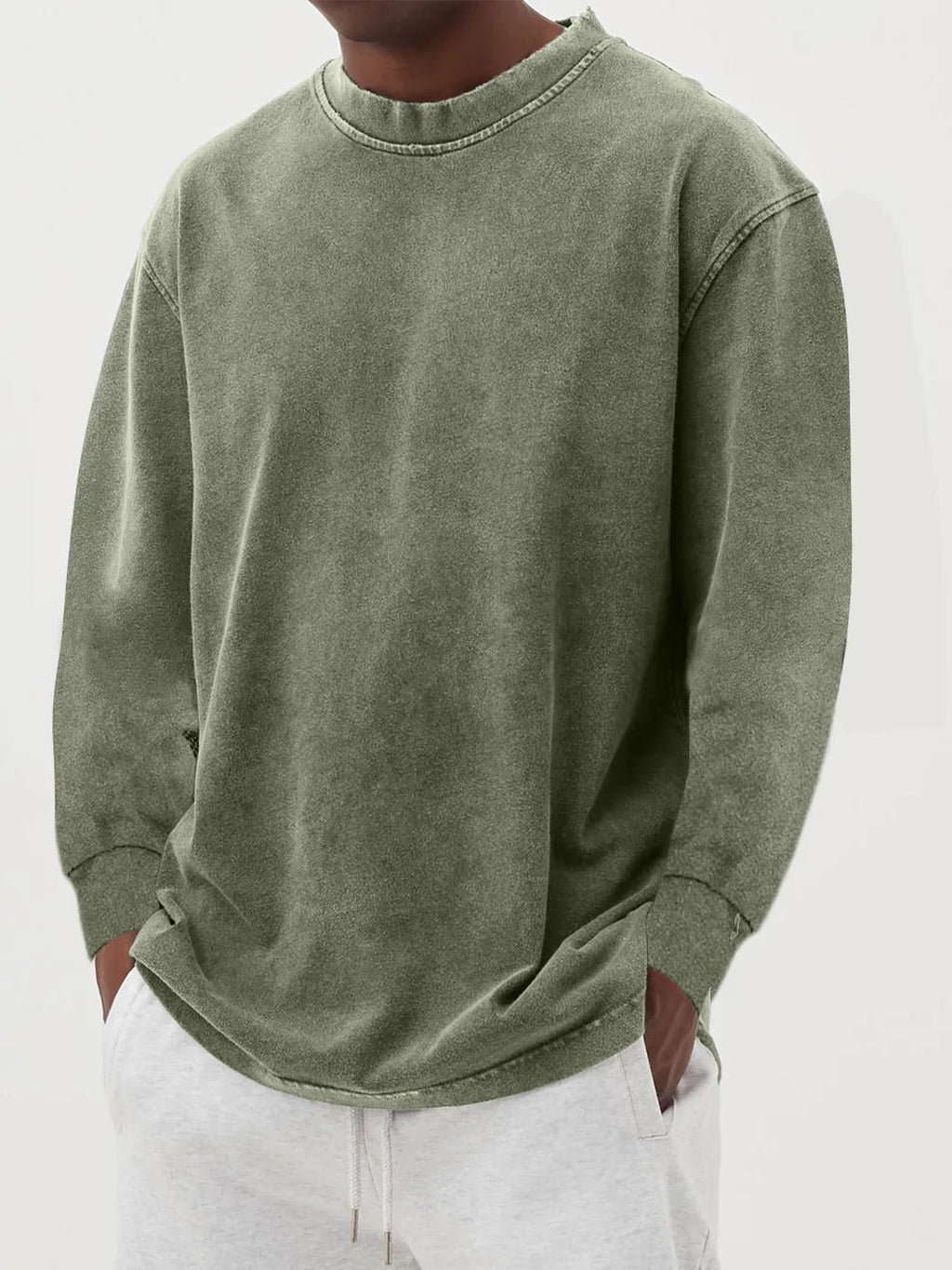 Bluza Męska | Luźny krój z okrągłym dekoltem i ściągaczami - Arkadya Outlet - Sweaters