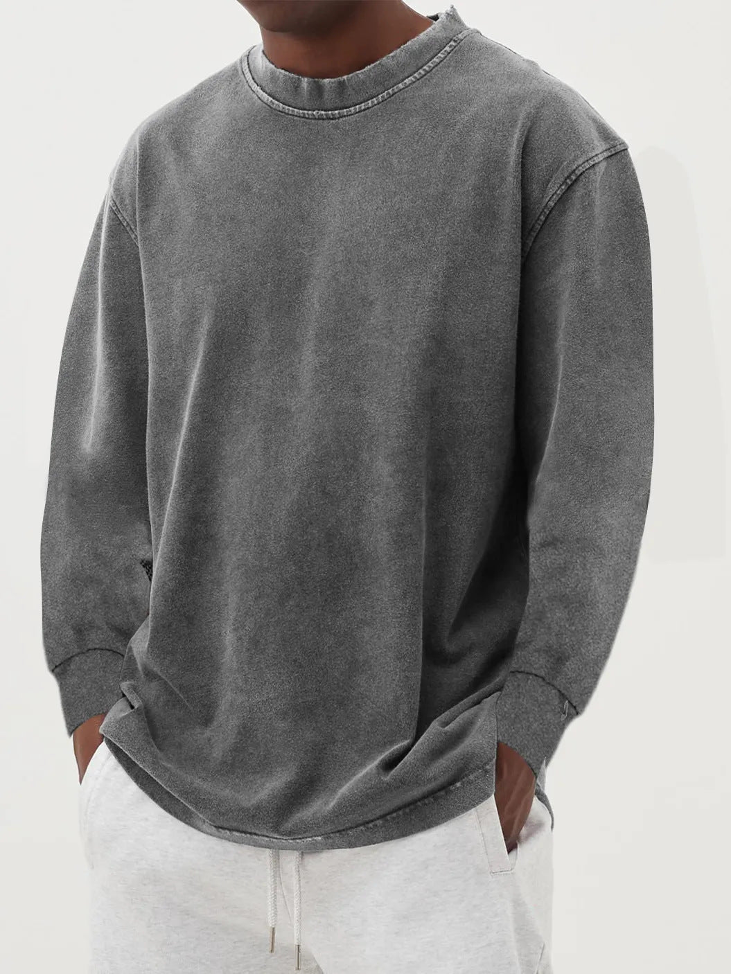 Bluza Męska | Luźny krój z okrągłym dekoltem i ściągaczami - Arkadya Outlet - Sweaters