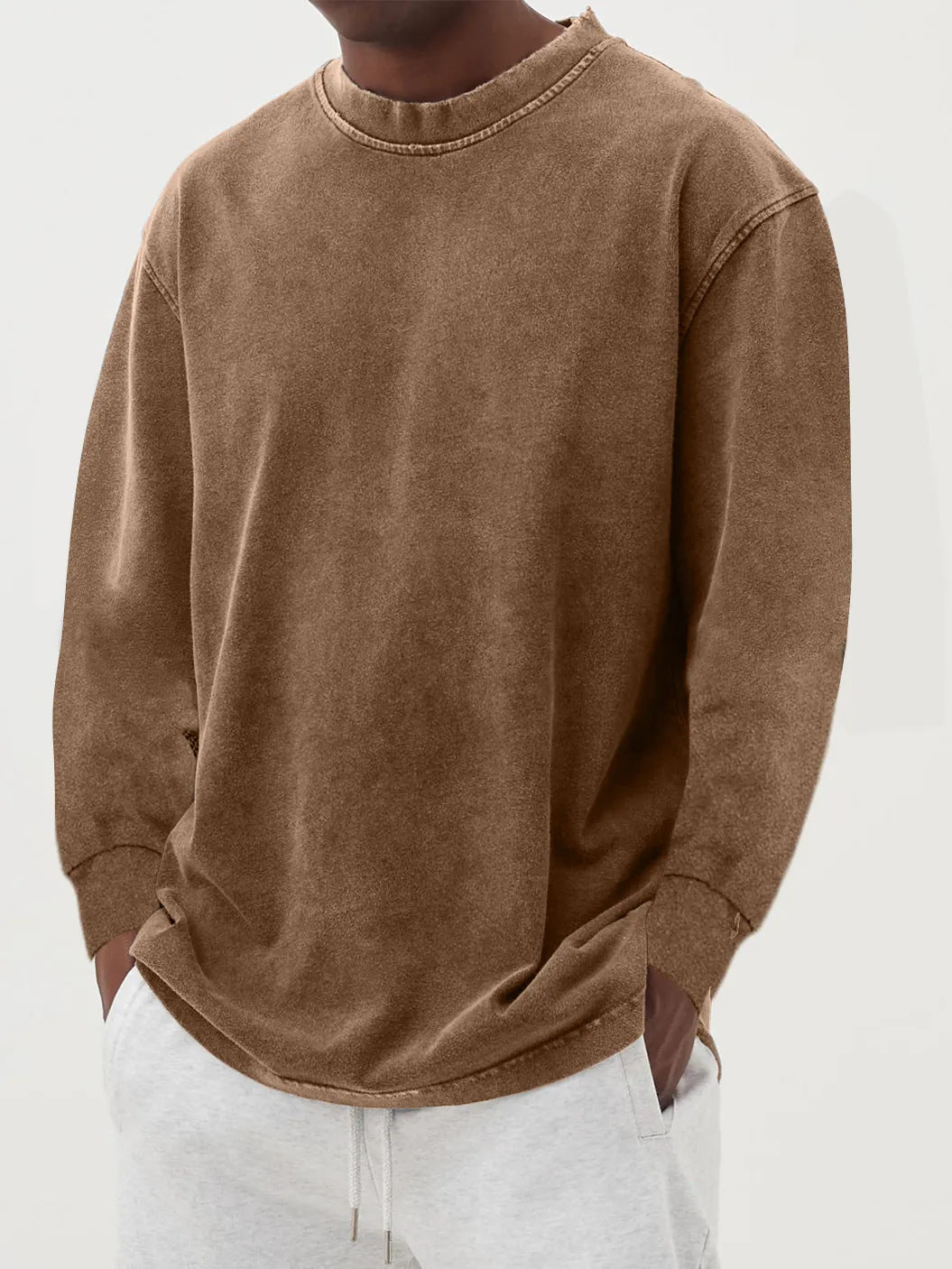 Bluza Męska | Luźny krój z okrągłym dekoltem i ściągaczami - Arkadya Outlet - Sweaters