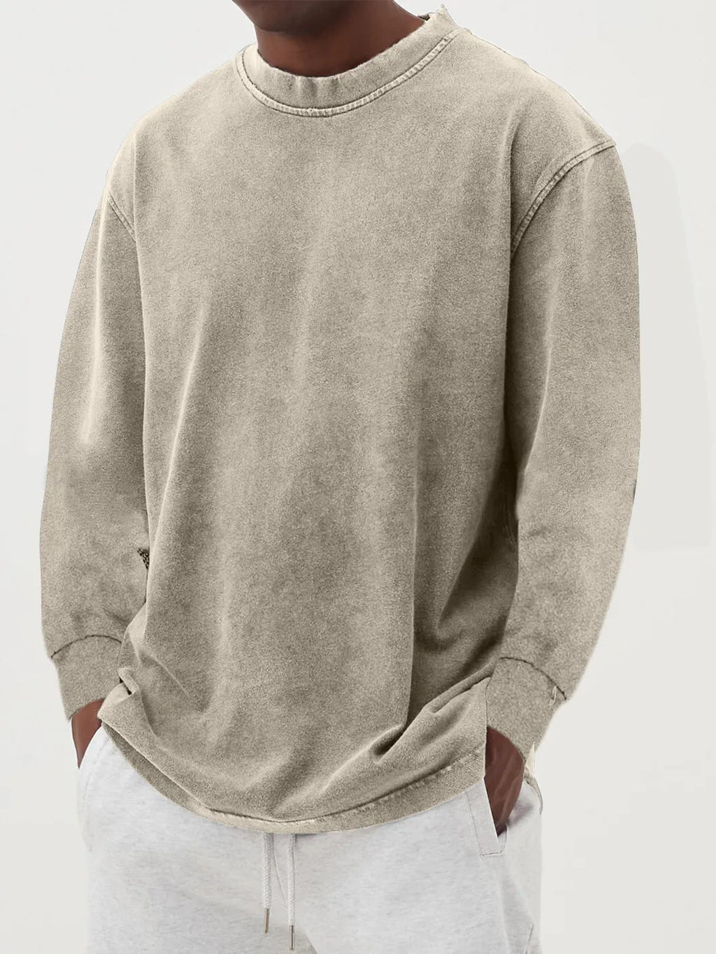 Bluza Męska | Luźny krój z okrągłym dekoltem i ściągaczami - Arkadya Outlet - Sweaters
