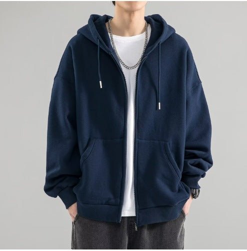 Bluza Męska z Zamkiem | Luźny Krój z Podwójnym Kapturem - Arkadya Outlet - Sweaters
