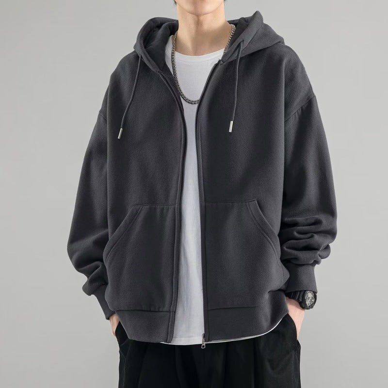 Bluza Męska z Zamkiem | Luźny Krój z Podwójnym Kapturem - Arkadya Outlet - Sweaters