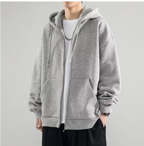 Bluza Męska z Zamkiem | Luźny Krój z Podwójnym Kapturem - Arkadya Outlet - Sweaters