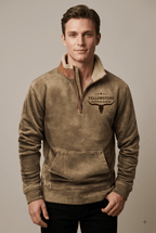 Bluza Męska | Zamek Ćwierćdługości i Kołnierz Sherpa - Arkadya Outlet - Sweaters