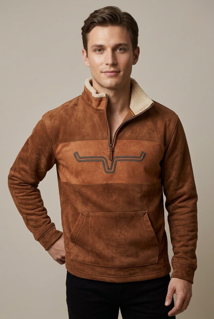 Bluza Męska | Zamek Ćwierćdługości i Kołnierz Sherpa - Arkadya Outlet - Sweaters