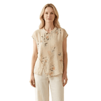 Bluzka Damska Bez Rękawów Stójka Listwa Guzikowa - Arkadya Outlet - Women Blouse