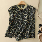 Bluzka Damska Bez Rękawów Stójka Listwa Guzikowa - Arkadya Outlet - Women Blouse