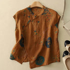 Bluzka Damska Bez Rękawów Stójka Listwa Guzikowa - Arkadya Outlet - Women Blouse