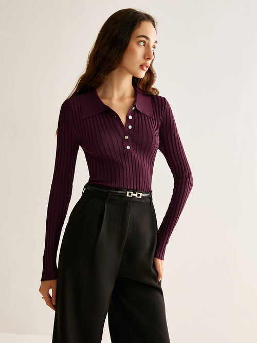 Bluzka damska dopasowana – długi rękaw, elastyczna - Arkadya Outlet - Women Shirt