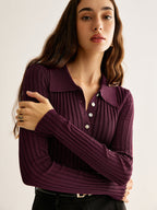 Bluzka damska dopasowana – długi rękaw, elastyczna - Arkadya Outlet - Women Shirt