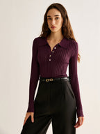 Bluzka damska dopasowana – długi rękaw, elastyczna - Arkadya Outlet - Women Shirt