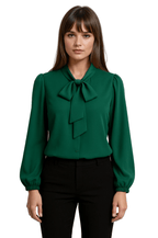 Bluzka damska dopasowana z kokardą - Arkadya Outlet - Women Top