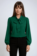 Bluzka damska dopasowana z kokardą - Arkadya Outlet - Women Top