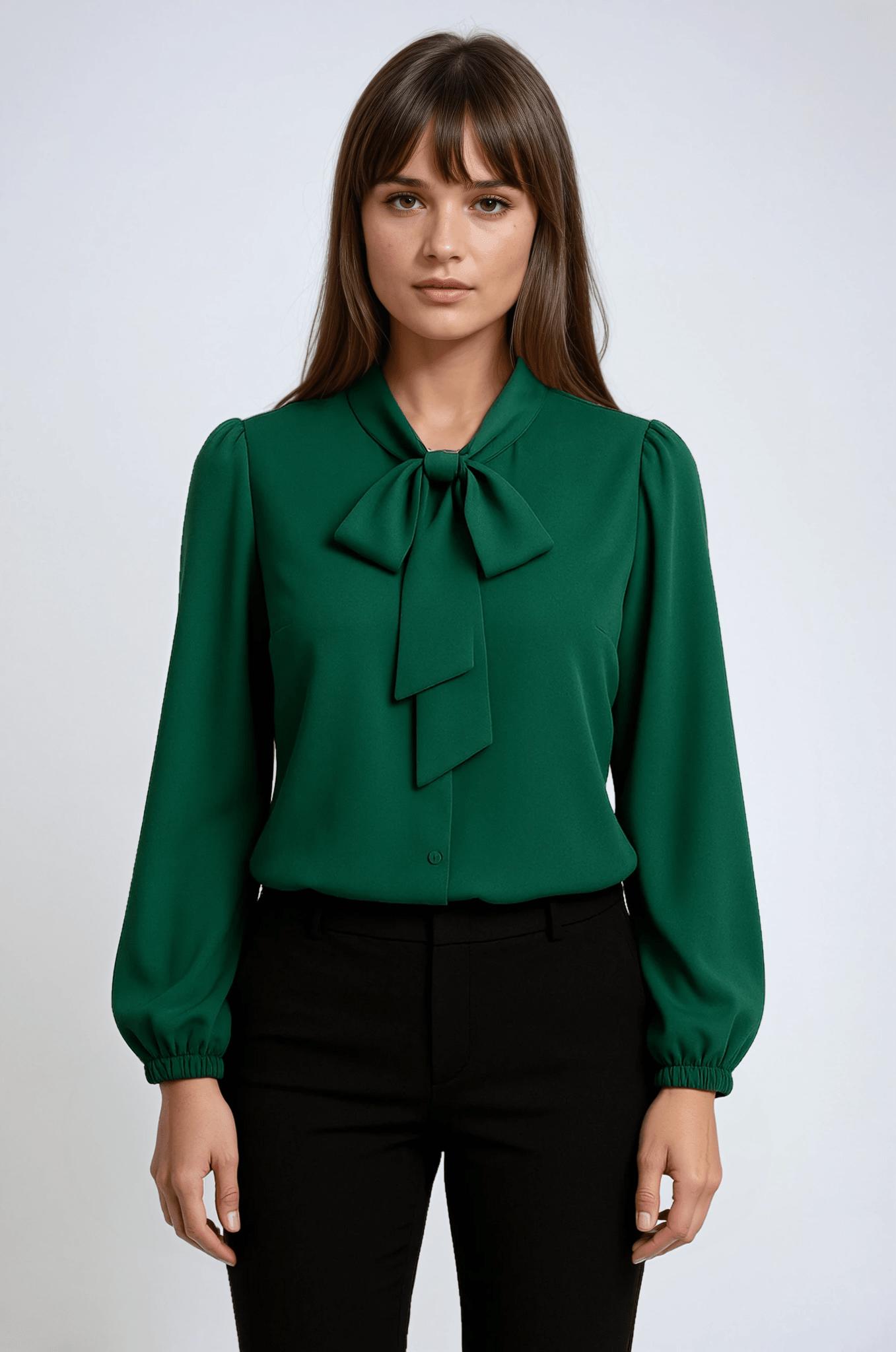 Bluzka damska dopasowana z kokardą - Arkadya Outlet - Women Top