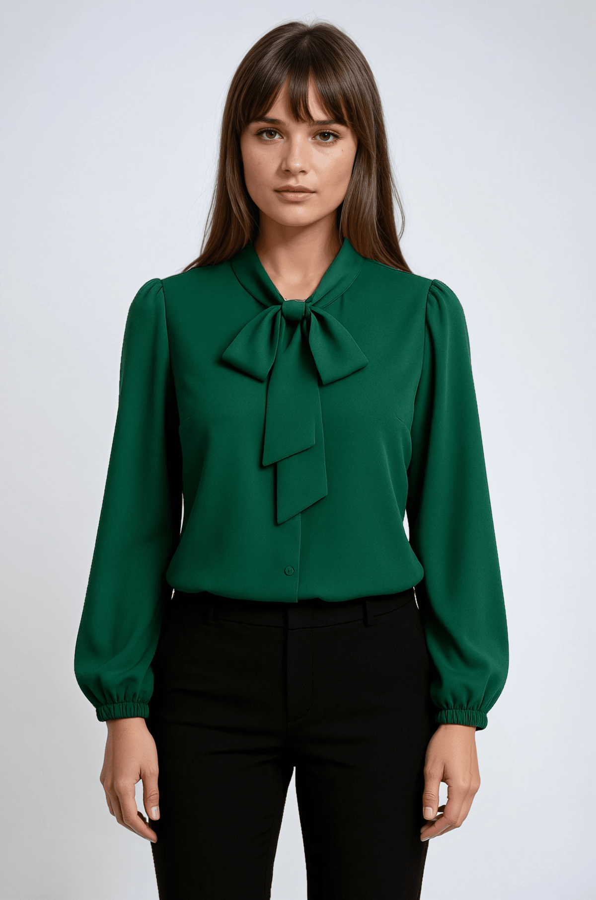 Bluzka damska dopasowana z kokardą - Arkadya Outlet - Women Top