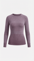 Bluzka damska prążkowana z okrągłym dekoltem - Arkadya Outlet - Women Top