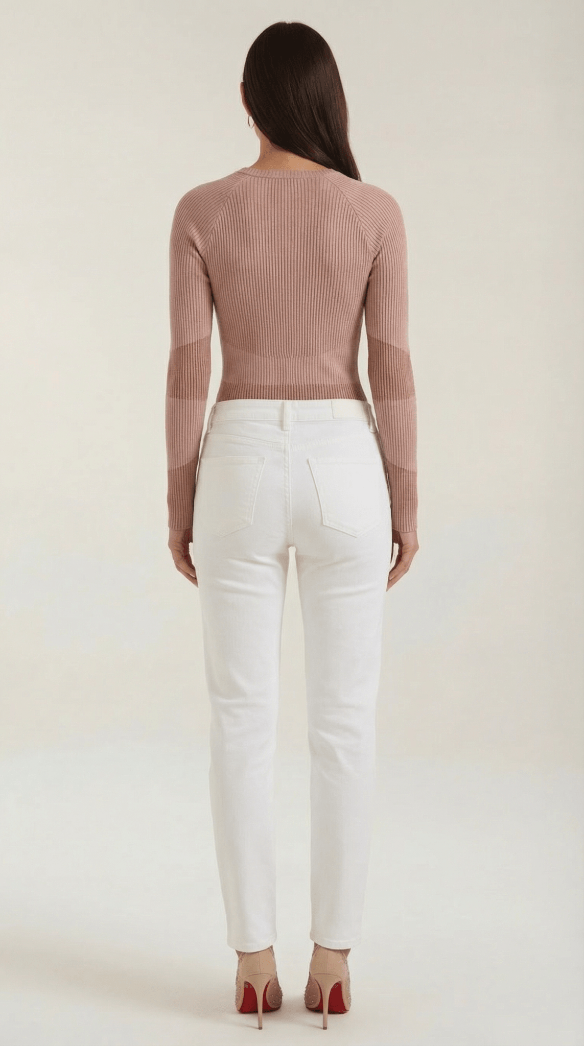 Bluzka damska prążkowana z okrągłym dekoltem - Arkadya Outlet - Women Top