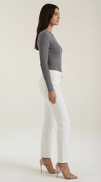 Bluzka damska prążkowana z okrągłym dekoltem - Arkadya Outlet - Women Top