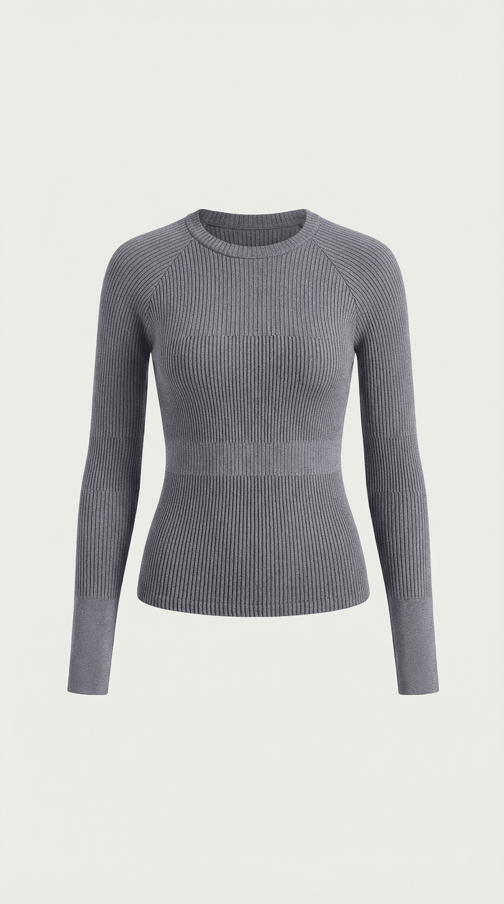 Bluzka damska prążkowana z okrągłym dekoltem - Arkadya Outlet - Women Top