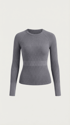 Bluzka damska prążkowana z okrągłym dekoltem - Arkadya Outlet - Women Top